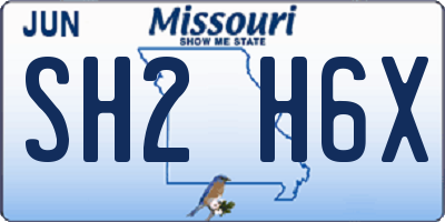 MO license plate SH2H6X