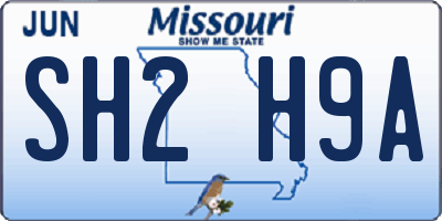 MO license plate SH2H9A