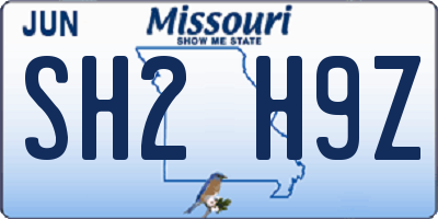 MO license plate SH2H9Z