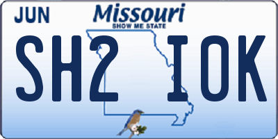 MO license plate SH2I0K