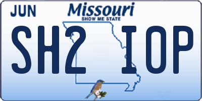 MO license plate SH2I0P