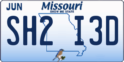 MO license plate SH2I3D