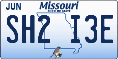 MO license plate SH2I3E