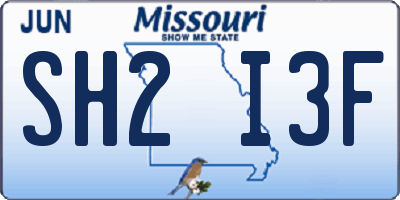 MO license plate SH2I3F