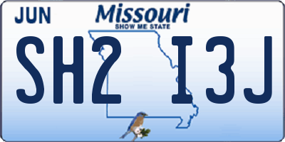 MO license plate SH2I3J