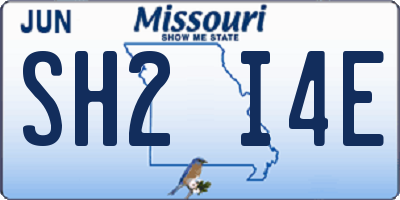 MO license plate SH2I4E