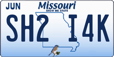 MO license plate SH2I4K