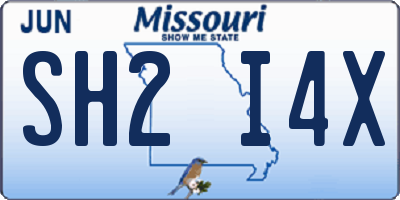 MO license plate SH2I4X