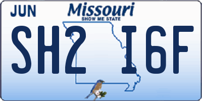 MO license plate SH2I6F