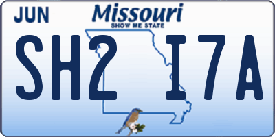 MO license plate SH2I7A