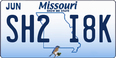 MO license plate SH2I8K