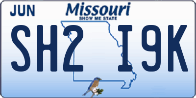 MO license plate SH2I9K