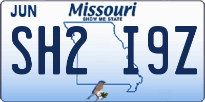 MO license plate SH2I9Z