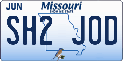 MO license plate SH2J0D