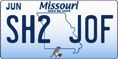 MO license plate SH2J0F