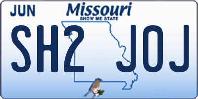 MO license plate SH2J0J