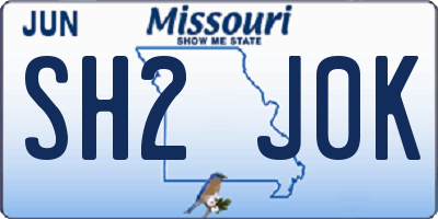 MO license plate SH2J0K