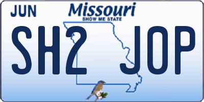 MO license plate SH2J0P