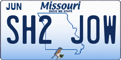 MO license plate SH2J0W