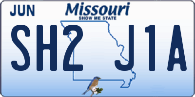 MO license plate SH2J1A