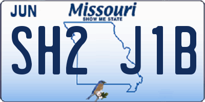 MO license plate SH2J1B