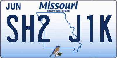 MO license plate SH2J1K