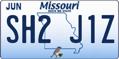 MO license plate SH2J1Z