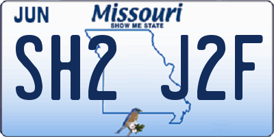 MO license plate SH2J2F