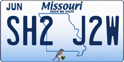 MO license plate SH2J2W