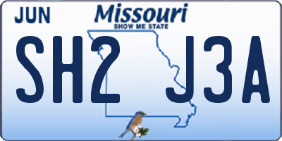 MO license plate SH2J3A