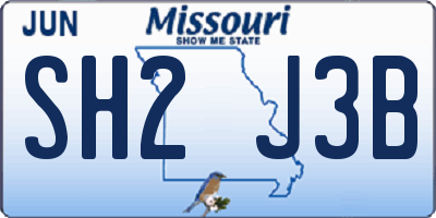 MO license plate SH2J3B