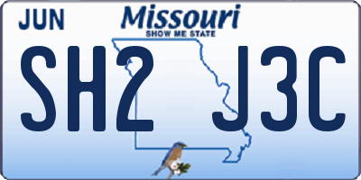 MO license plate SH2J3C
