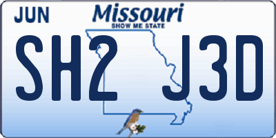 MO license plate SH2J3D