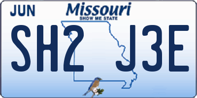 MO license plate SH2J3E
