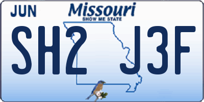 MO license plate SH2J3F