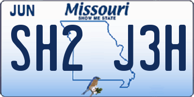 MO license plate SH2J3H