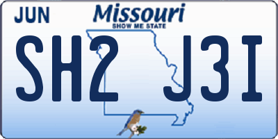 MO license plate SH2J3I