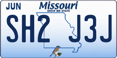 MO license plate SH2J3J