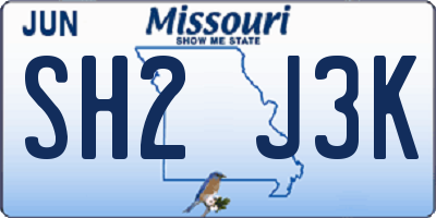 MO license plate SH2J3K