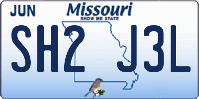 MO license plate SH2J3L