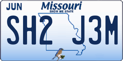 MO license plate SH2J3M
