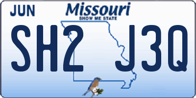 MO license plate SH2J3Q