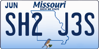 MO license plate SH2J3S