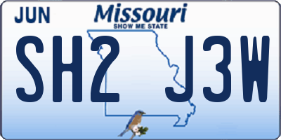 MO license plate SH2J3W