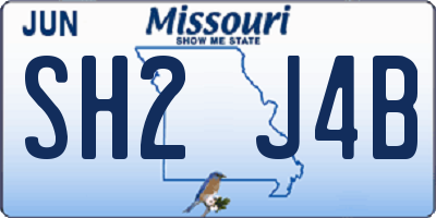 MO license plate SH2J4B