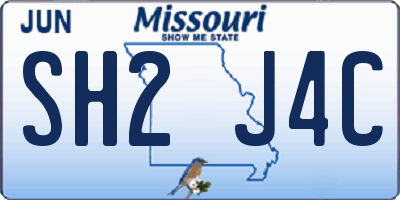 MO license plate SH2J4C