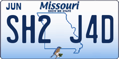 MO license plate SH2J4D