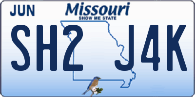 MO license plate SH2J4K