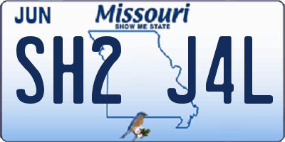 MO license plate SH2J4L