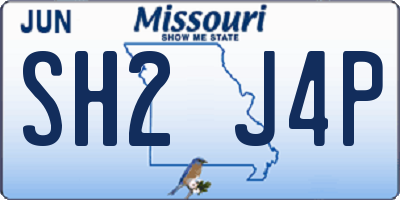 MO license plate SH2J4P